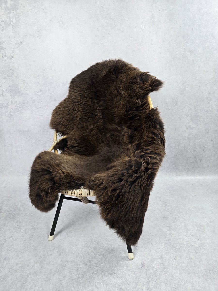 Schapenvacht Texels- Exclusieve collectie - Woondecoratie – Zwart Bruin - 100% echt natuurlijke wollen vacht – 100x80 cm