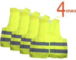 ALL RIDE - 4 stuks - Geel veiligheidsvest met hoge zichtbaarheid - Geschikt voor S tot XXXL - Reflecterende uitrusting voor maximale veiligheid