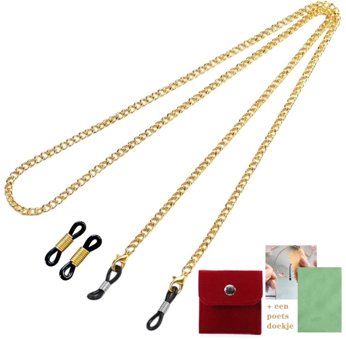 Brillenkoord metallic Goud geel- Zonne- Brillenkoorden RVS Unisex- Youhomy accessoires Brillenkoord| Chain glasses accessoires| Leesbril| Zonnebril| Vakantie