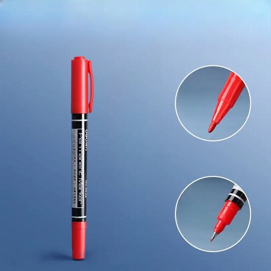 Rode Stift | Dubbelzijdig | Permanent | Marker | Rood