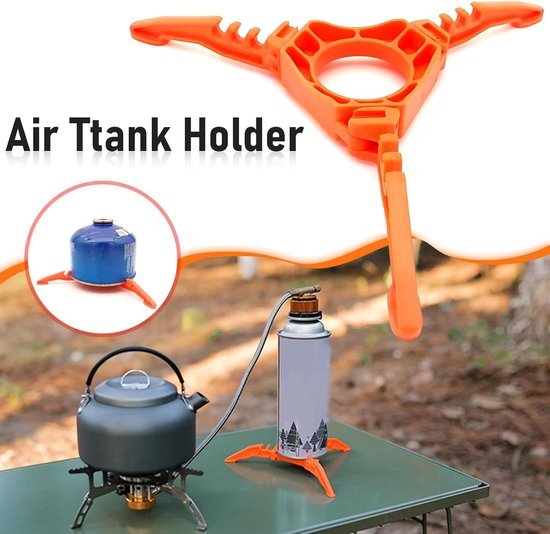 Gasbusstandaard stabiliserende standaard voor gasfles - campinggasbushouder opvouwbaar - camping gasflessen - fornuis buiten kamperen wandelen - oranje van Obelink — afbeelding 5