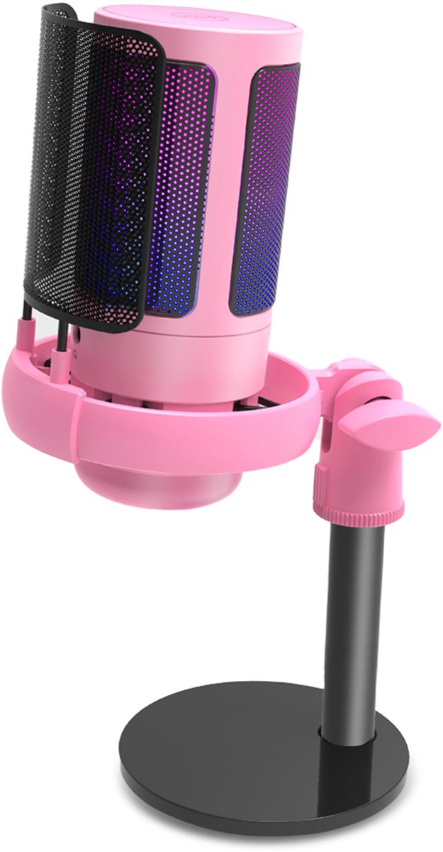KINSI Gaming USB microfoon - RGB-Verlichting - Mute-Knop - Ruisonderdrukking - Voor Streaming & Podcasts