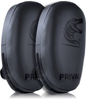 Prival Kick Pads – Luxe Bokspads voor Kickboksen & MMA – Set van 2 – Verstelbare Handgrepen – Zwart – Duurzaam Kunstleer