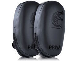 Prival Kick Pads – Luxe Bokspads voor Kickboksen & MMA – Set van 2 – Verstelbare Handgrepen – Zwart – Duurzaam Kunstleer