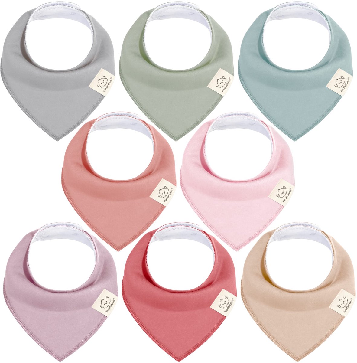 Image of 8-pack baby-slabbetjes met bandana voor jongens en meisjes - Unisex baby-slabbetjes met bandana, superabsorberende baby-slabbetjes, biologische katoenen baby-slabbetjes, babysjaals voor baby's, kwijlslabbetjes (gedempt pastel)