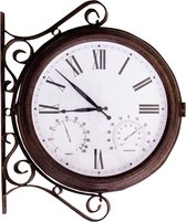 FreeLeben Dubbelzijdige Wandklok – Vintage Paddington Station Stijl Met Smeedijzeren Beugel, Geschikt Voor Binnen & Tuin (12 Cm Wijzerplaat)