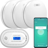 Aroha Smart Connect brandpreventieset - 3 Rookmelders & 1 CO melder - 10 jaar batterij - Slimme brandmelder & koolmonoxidemelder met app Tuya & SmartLife - Multipack 4 set