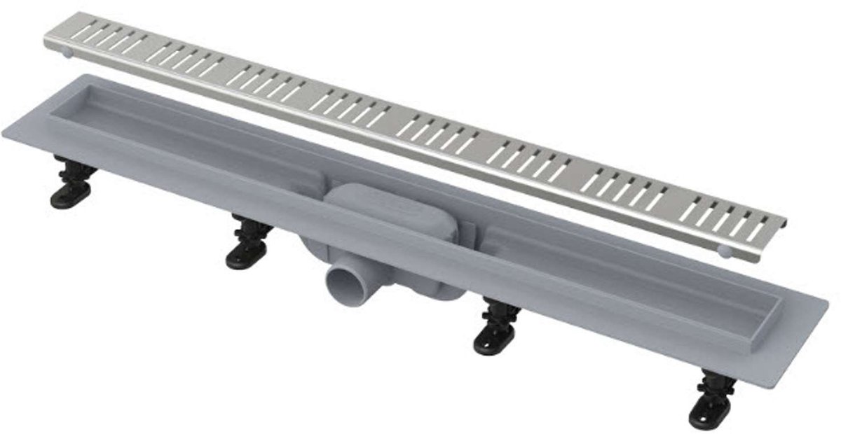 Alcadrain Douchegoten - Douchegoot Simple 75 cm, met rand voor geperforeerd rooster, incl. rooster, roestvrijstalen mat APZ10-750M