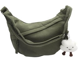 Unyqoos® Stijlvolle en Ruime Halve Maan Tas voor Dames met Verstelbare Schouderriem en Corduroy Stof