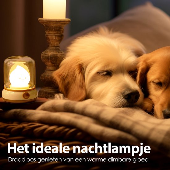 Oplaadbaar Nachtlampje kinderen - Draadloos - Dimbaar met 2 kleuren - Voor Baby - USB C - Bedlamp - Voor babykamer