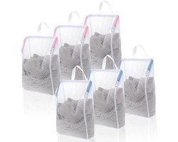 Waszakken Set - Waszakken - Wasnetten - 1 Set van 6 - Was Zakjes - Waszakken voor wasgoed - Wasnetjes - Travel Organizer - 20cm x 30cm x 8 cm - Roze/Blauw
