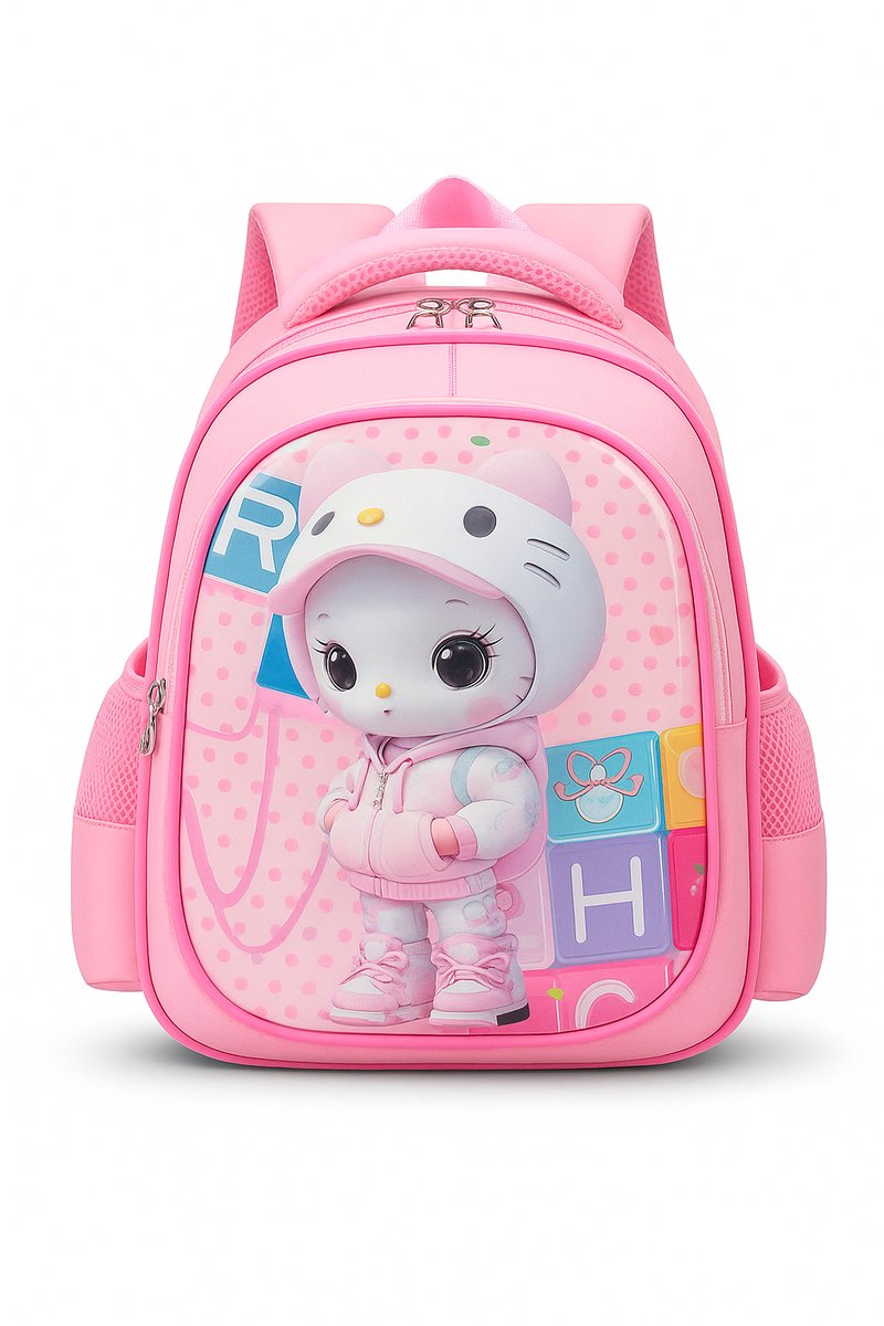 BoefieBoef Kat Kinderrugzak 9L - Schooltas Jongens & Meisjes - Basisschool & Uitjes - Lichtgewicht 380g - Duurzaam Nylon Polyester - 31x25x12cm - Cadeau