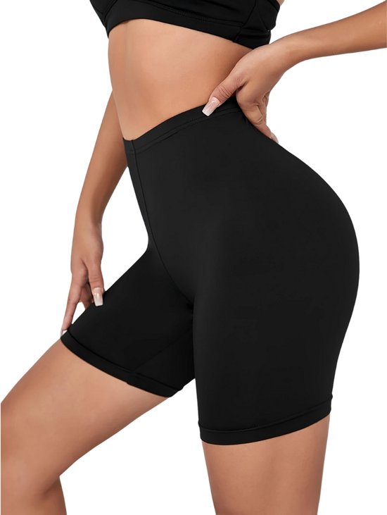 Wealurre Fietsbroek voor dames, korte broek, onderjurk, boxershorts, hotpants, sportshorts, shorts, slips, lang ondergoed, maat S-4XL, zwart, S
