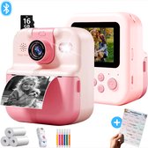 Kindercamera met Fotospeurtocht & Fotoprinter - Digitale Camera Kinderen - 11-in-1 Camera - Oplaadbaar - 48MP - Foto printer - Roze - Fototoestel voor kinderen - Instant Print Camera Kinderen