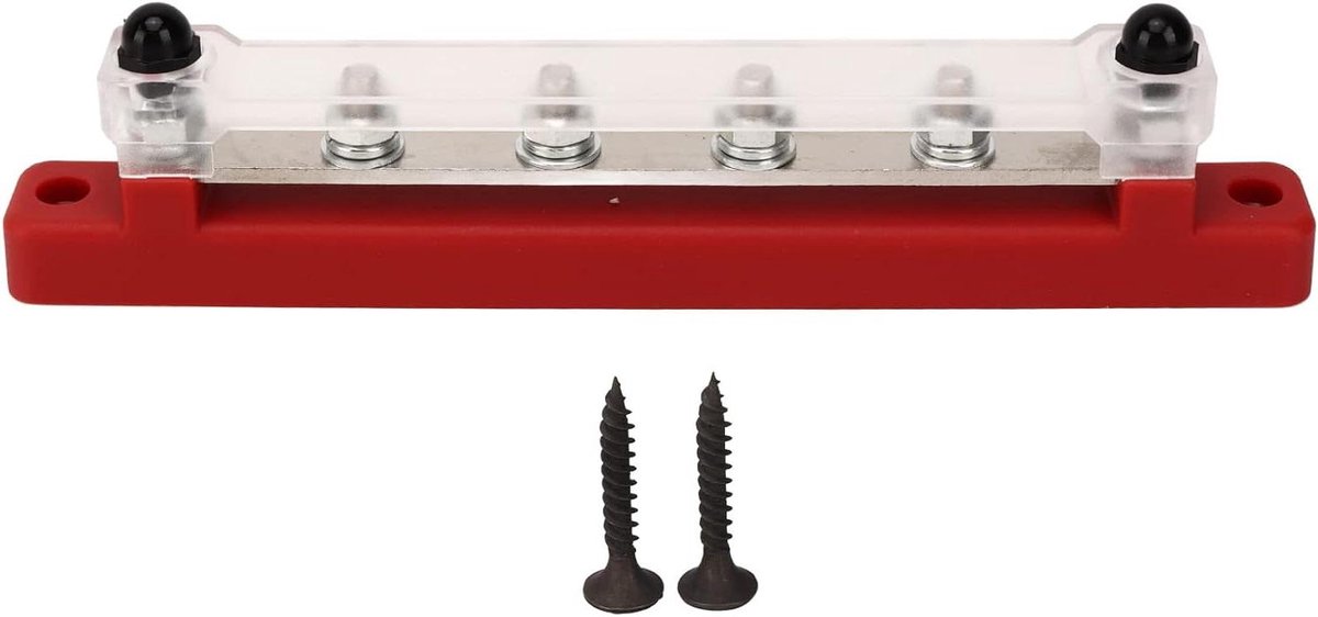 Allecto Plus - Stud Power Distribution Block met M6 Schroef, 6 Terminal Bus Bar, geschikt voor Autoboot, Rood, 12V-48V 150A