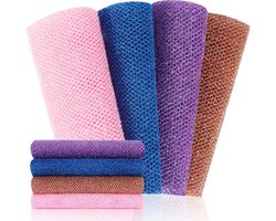 Inovra Plus - Douchespons Afrikaanse peeling - Set van 4 stuks - Voor dame en heren - Effectieve badspons met lang net voor het reinigen van de rug - Verwijdert vuil en olie van de huid