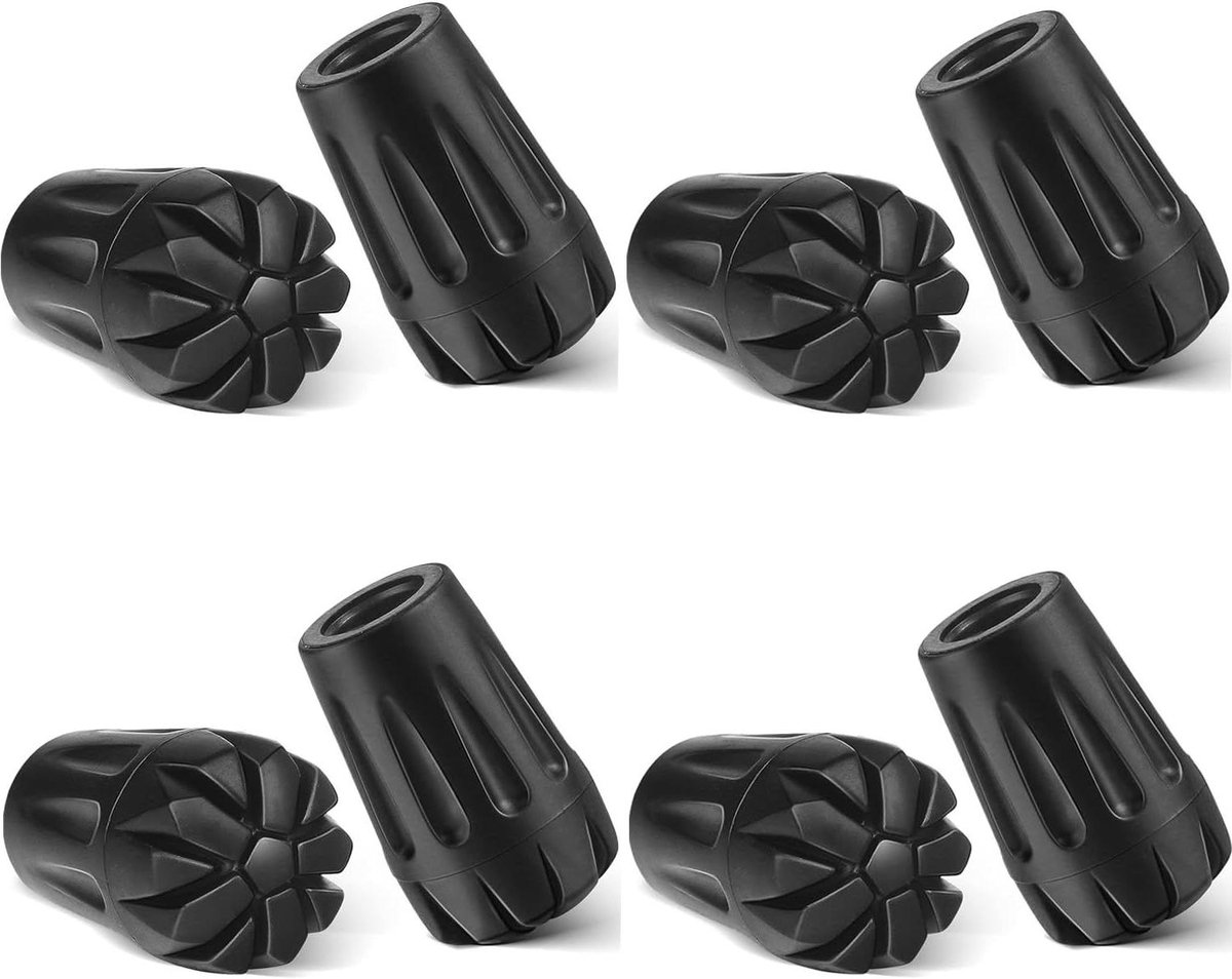Allecto Plus - Nordic Walking-stokken Accessoires 8 stuks rubberen buffers - geschikt voor wandelstokken en trekkingstokken - asfalt, grind & bergen trekking