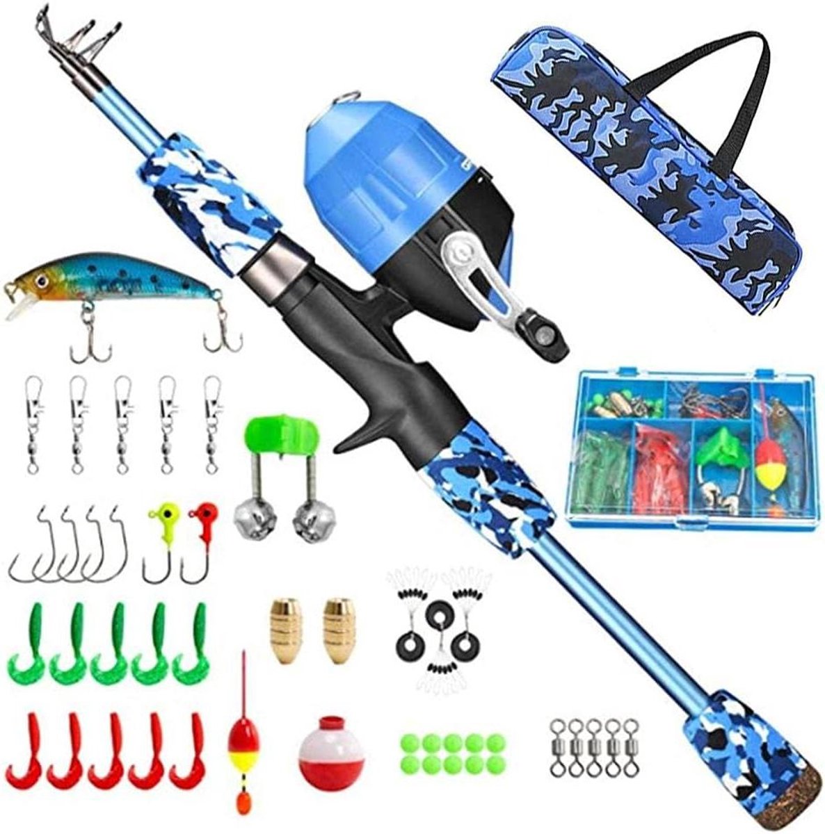 Allecto Plus - Draagbare Telescopische Kinderen Visserij Pole en Reel Combo Kit | Voor Tieners Meisjes | Inclusief Visserij Reel en Lijnen