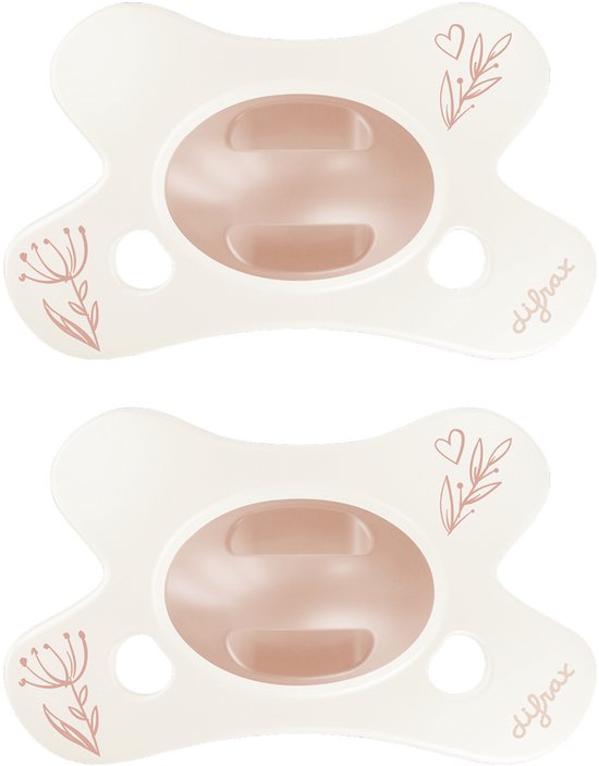 Sucette Difrax Natural - 0 à 6 mois - Rose avec imprimé cœur