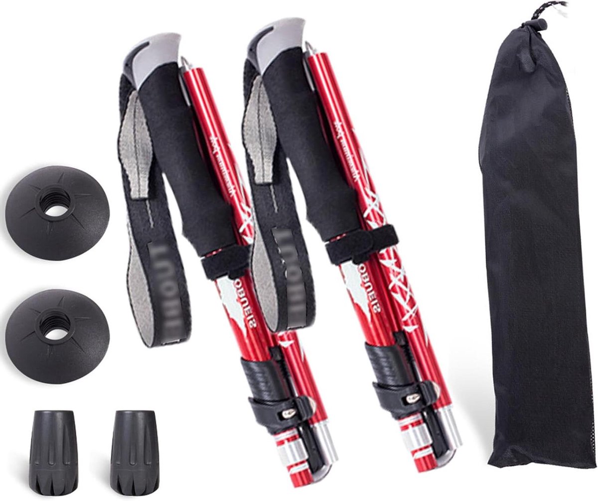 Titel: Opvouwbare Wandelstokken - Lichtgewicht Verstelbare Polen voor Wandelen Camping - Trekking Accessoires voor Mannen en Vrouwen (2 Pack)