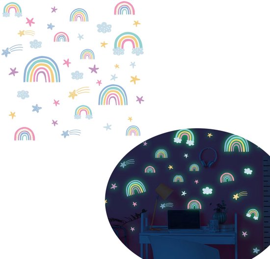 Fluorescerende Stickers - Muurstickers - Muur decoratie - woonkamer decoratie muur - Zelfklevend Behang - Huis inrichting - Muurdecoratie - muurstickers woonkamer - muurstickers slaapkamer - Muur Sticker - glow in the dark stickers