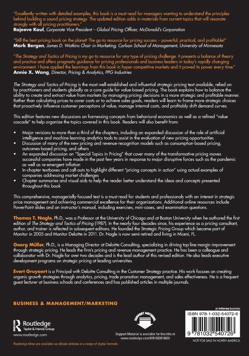 The Strategy and Tactics of Pricing, Thomas T. (Deloitte