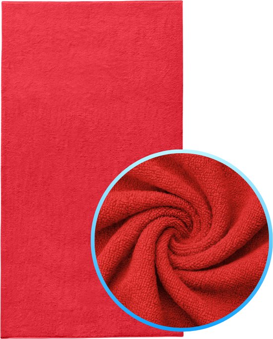 Funnies Strandlaken XXL Rood Extra groot - 100x200 cm - Hoogwaardig Katoenen OEKO-TEX Strand Handdoek - 500 gram/m2 Luxe Dikte - Extra zacht - Sneldrogend Badhanddoek - Ideaal voor Strand, Sauna, Zwembad, Vakantie en Sport - Badlaken