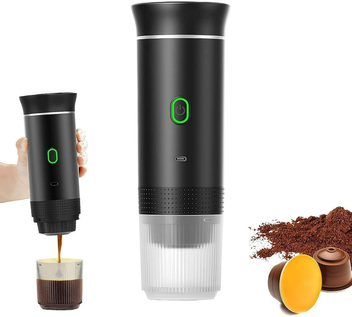 Draagbare Koffiemachine 2-in-1 Serie - Batterijgevoed - Compact Design - Voor Thuis & Outdoor - Eenvoudig Schoonmaken