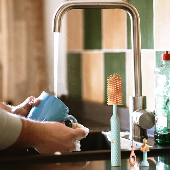 Elektrische flessenborstel, babyflessenreiniger, siliconen reinigingsborstels, waterflesreinigingsset, fopspeenborstel met handvat, zuiger- en speenreiniger voor zuigelingenvoeding van Merkloos — afbeelding 3