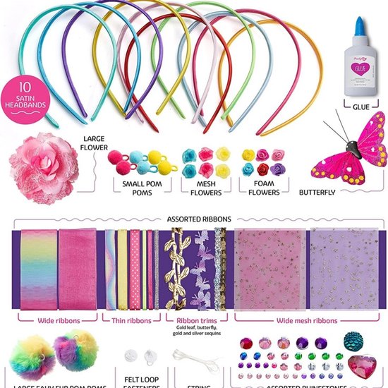 6pcs DIY Hair Bands for Girls Hair Accessories Craft Set for Kids 5-12 Years Gifts