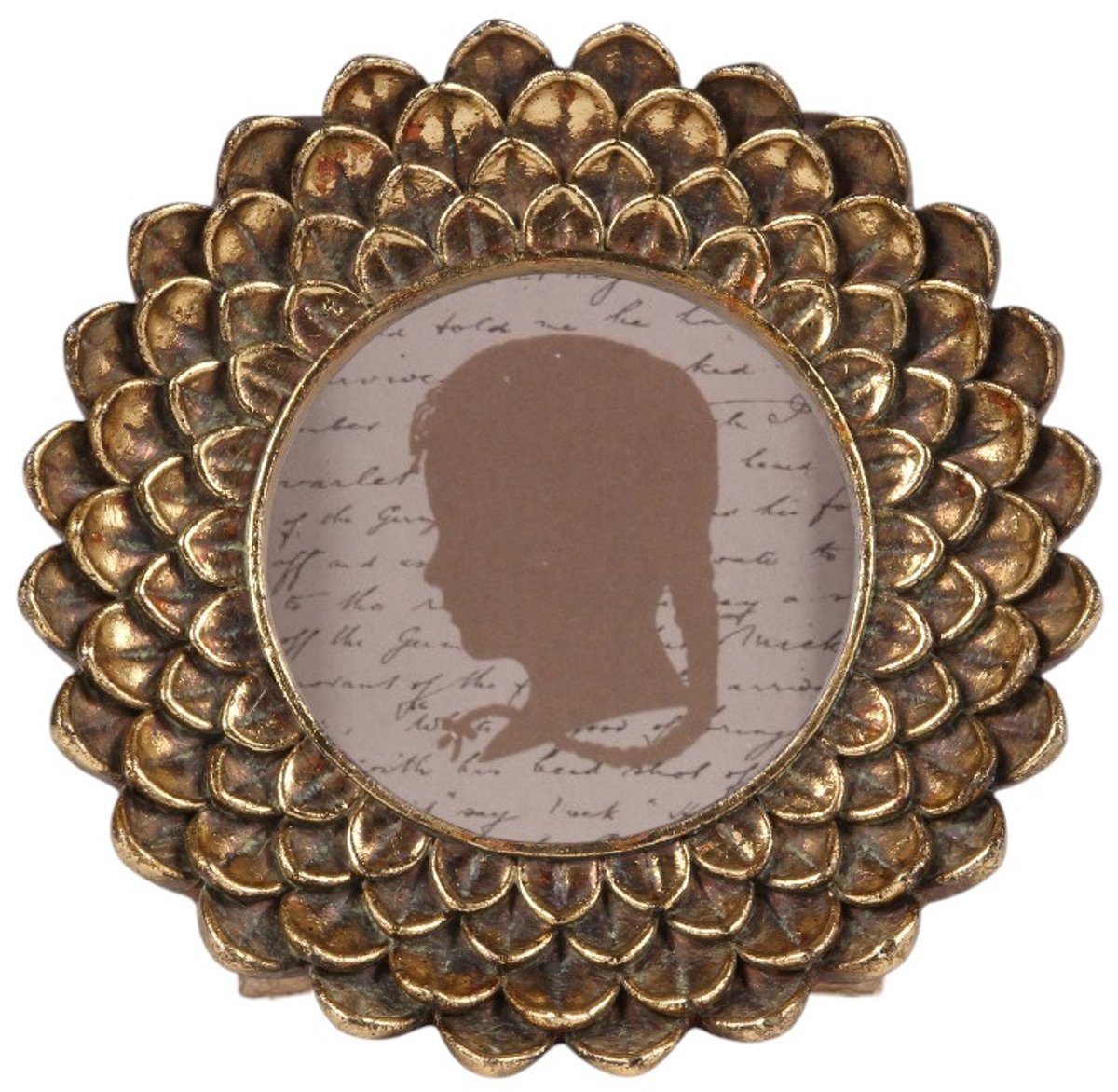 Baroque - Fotolijst - Fotolijst 10x10 cm - Goud - Resin - Rond - Staand - 17x17x3 - Polyresin