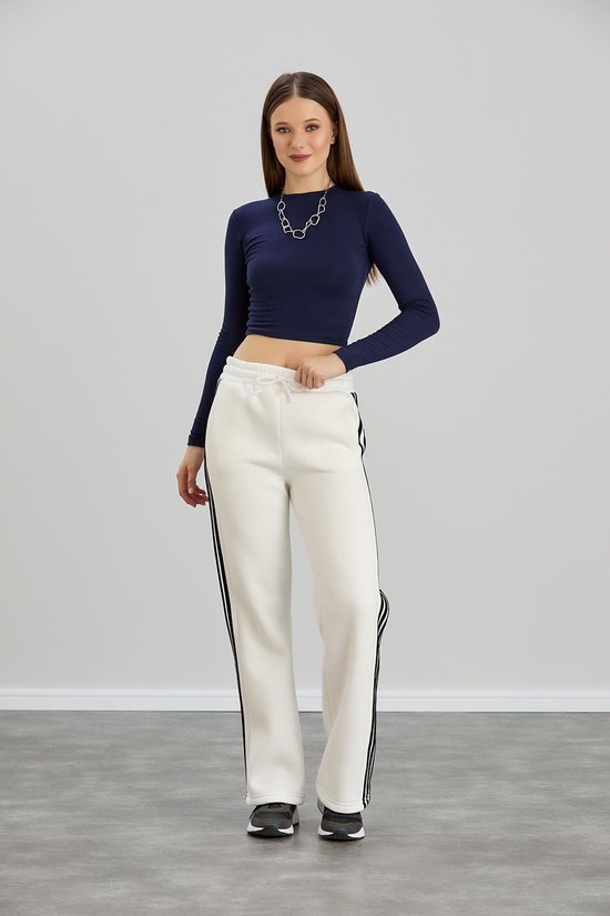 Joggingbroek - Rechte Pijp - Maat M - Met Strepen - Wit