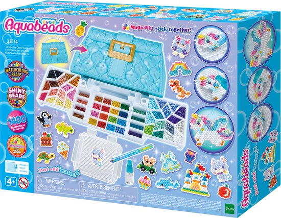 Aquabeads ontwerp studio ( tas)- complete knutselset 1400 parels in 48 kleuren-inclusief handige meeneemtas en sorteerbak