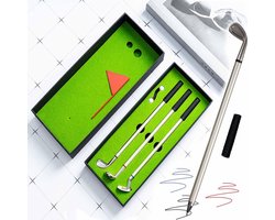 Allecto Plus - Mini Golf Club Putter Balpen Geschenkdoos voor Desktop Decor - Golf Thema Pen Set met Opbergdoos - Aluminium Pen Gift Set met Golf Design - Origineel Cadeau Idee - Duurzame Pen Set voor Golfliefhebbers.
