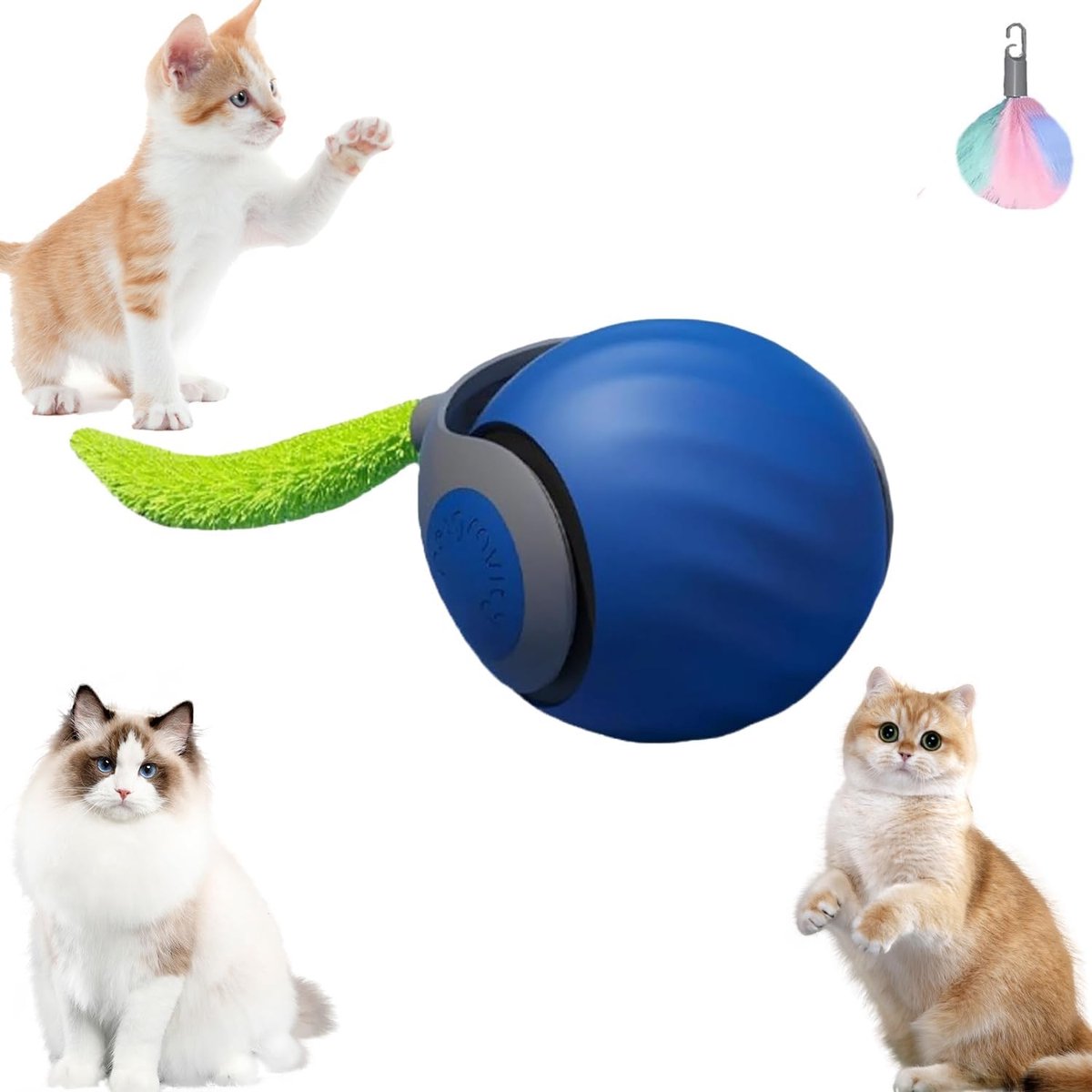 Interactieve Rolbal Voor Katten – Met Verwisselbare Staart, 2 Snelheidsstanden, Automatisch, 150mAh, USB-C – Stimuleert Spel En Beweging