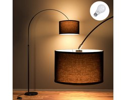 ANTEN Moderne Vloerlamp - Staande Lamp met kap - 1 Lichts 9W 3000K 860LM - Zwart - Woonkamer - Slaapkamer