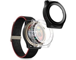 kwmobile 2x cover geschikt voor Amazfit Cheetah / Amazfit Cheetah Pro - Fitnesstracker cover van gehard glas en kunststof frame set transparant / zwart