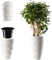 EDA Übertopf 'Opal' – 29,5 Cm, Elfenbeinweiß, Facettiertes Design