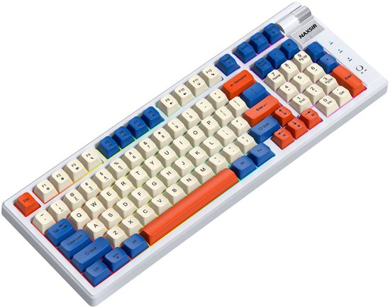 NAXSIR Tri-Mode Mechanisch Toetsenbord - RGB Gaming Toetsenbord Draadloos (Compatibel met Windows & Mac) - Kleurrijke Backlit, Anti-Ghosting