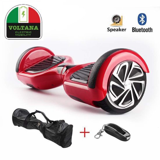 VOLTANA Hoverboard ROOD, BLUETOOTH, TAOTAO, SAMSUNG accu, 700Watt, DRAAGTAS Led verlichting, Afstandsbediening, Aluminium Design velgen, Rubberen bumpers