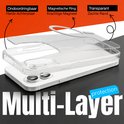 Coque transparente avec anneau magnétique, dos rigide, bord souple, pour MagSafe.