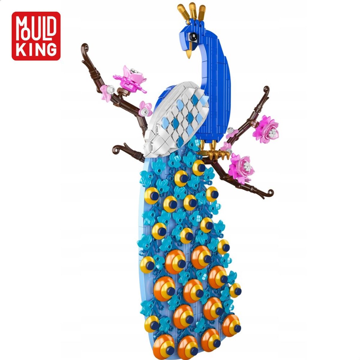 Mould King Pauw met bloemen Wall Art bouwset | Botanical flowers collection | Classic Creator STEM speelgoed bloemenpracht modelbouw | Educatief Icons kunst bloemenboeket bouwpakketten voor volwassenen & kinderen | Geschikt voor Lego | 690 bouwstenen — afbeelding 9