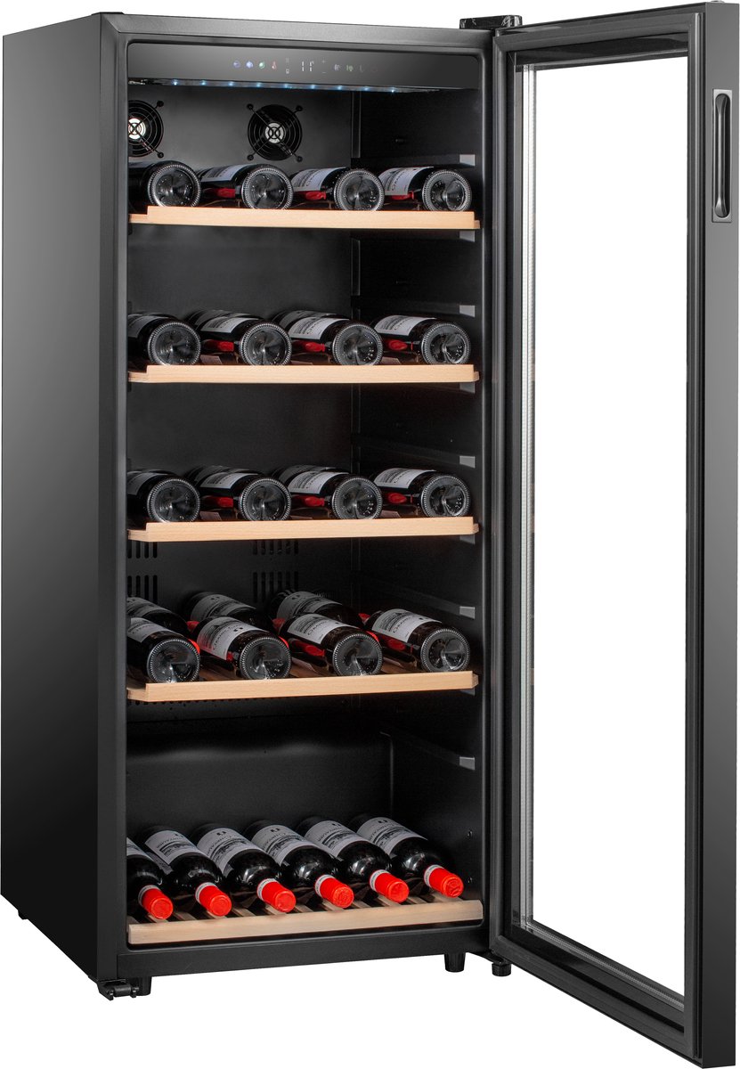 Caviss S1102CBEG Wijnkoelkast- 1 Temperatuurzone - 102 Flessen - 39 dB - H 124 cm - B 54 cm - LED verlichting