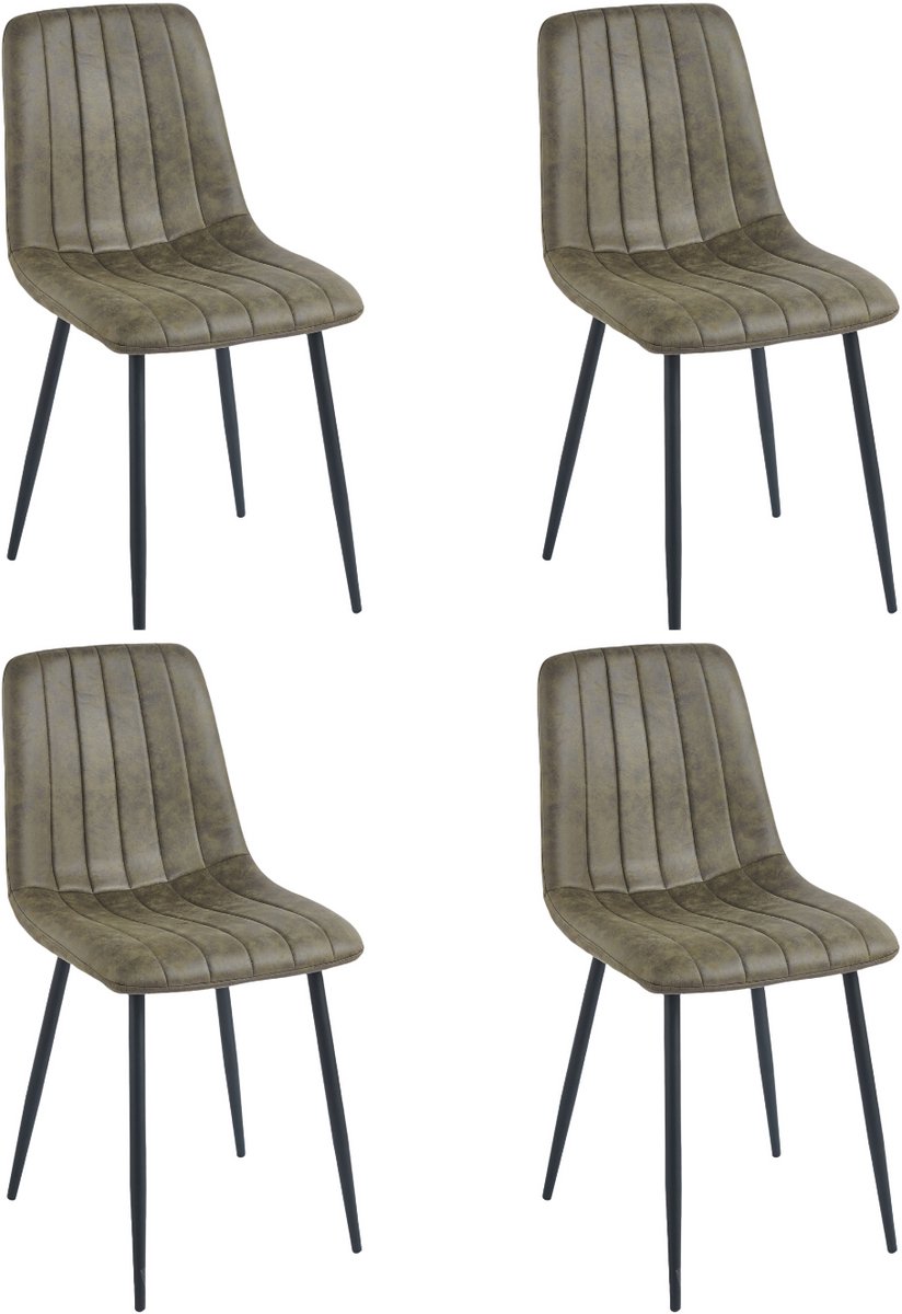 Quebec Eetkamerstoel Set van 4 - Groen - Industrieel design - Comfortabele zitting