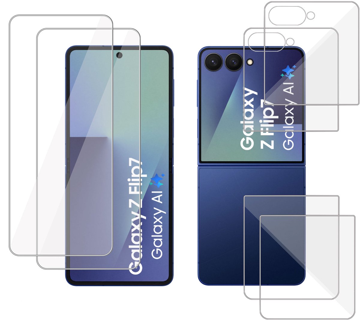 2x TechNow Screenprotector geschikt voor Samsung Galaxy Z Flip 7 Screenprotector - Rounded - Proteqt+