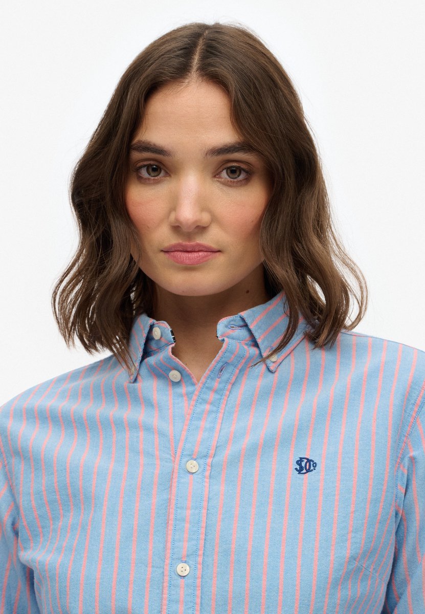 Superdry Slim Oxford Button Down Overhemd Dames Shirts Blauw