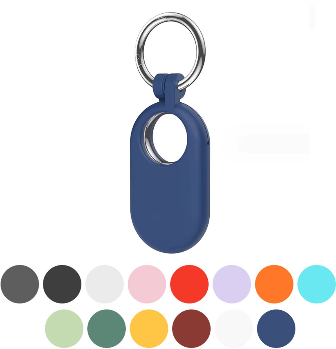 JUALL Hoesje Geschikt voor Samsung SmartTag 2 - Siliconen Case / Houder / Sleutelhanger - Blauw