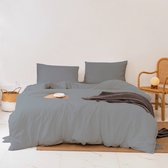 Dekbedovertrek - Tweepersoons - 200x220 cm + 2 Kussenslopen 60x70 - Grijs - 100% Katoen - Ademend & Comfortabel - Hoogwaardige Kwaliteit