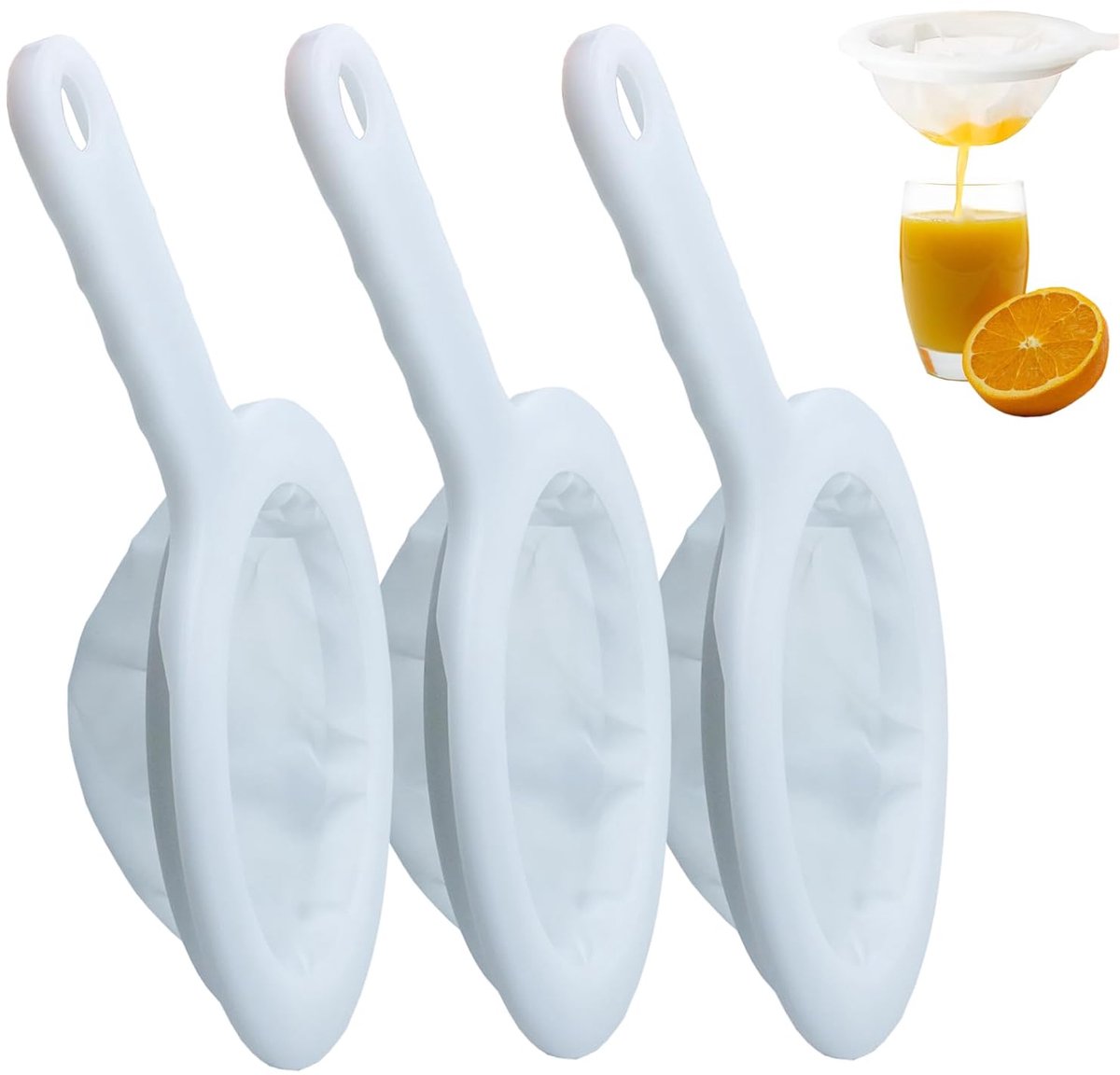 Set van 3 Nylon Zeef Fijn - Keukenaccessoire - Voedselveilig - Nylon