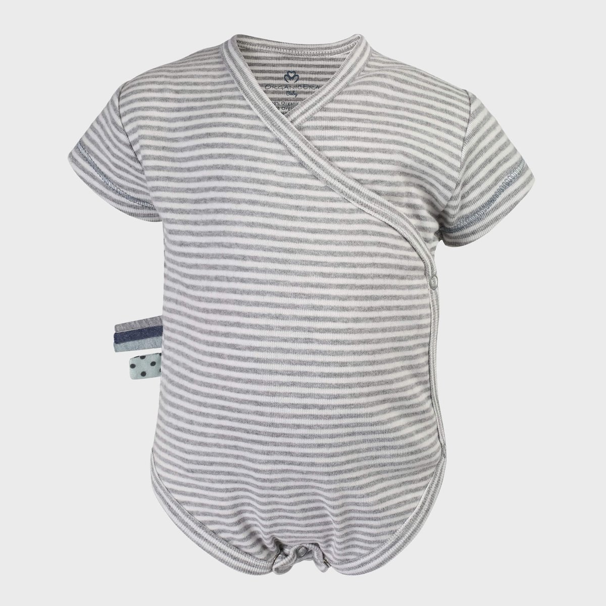 Kimonolichaam met korte mouwen OrganicEra Organic Baby S/S Kimono body, gestreept